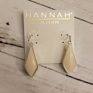 Milky white diamond shape dangle drop earrings nwt